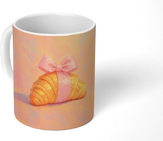 Mug - Mug à café - Croissant - Nœud - Rose - Mugs - 350 ml - Tasse - Mugs à café - Mug à thé
