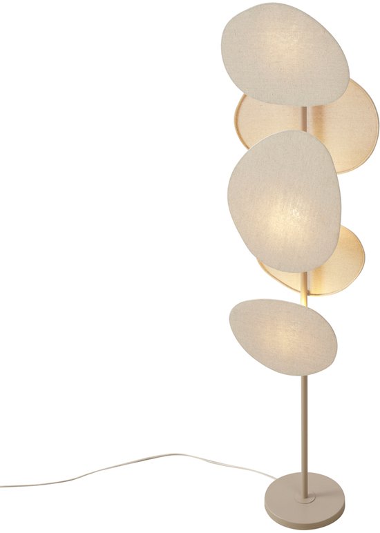 QAZQA organica - Japandi Vloerlamp | Staande Lamp - 3 lichts - H 160 cm - Beige - Woonkamer