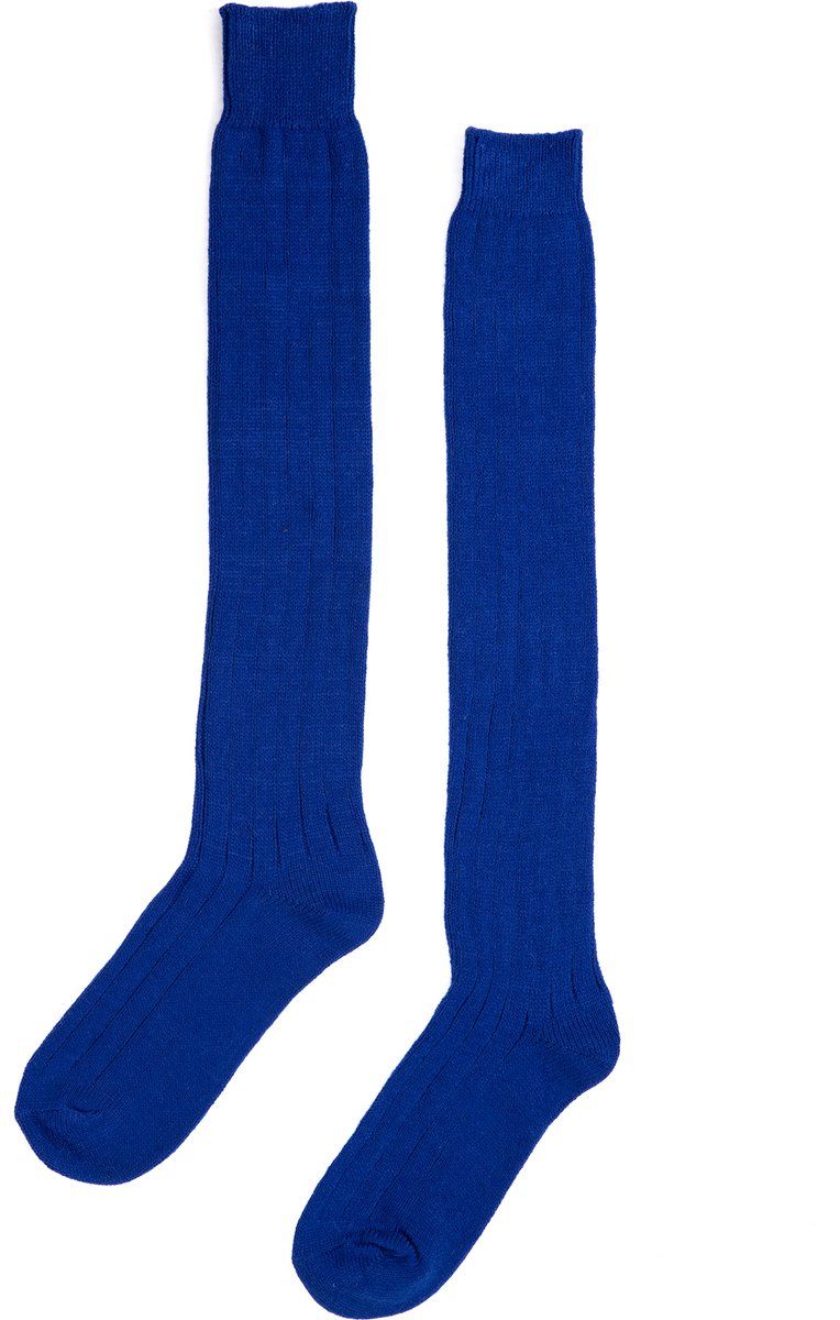 KIMU® Sokken Donkerblauw Gebreid - Maat 39 40 41 42 43 44 45 46 - Dames Heren Unisex - Donkerblauwe Lange Kniekousen Voetbalsokken Sportsokken Kniesokken Gebreide Kousen Festival