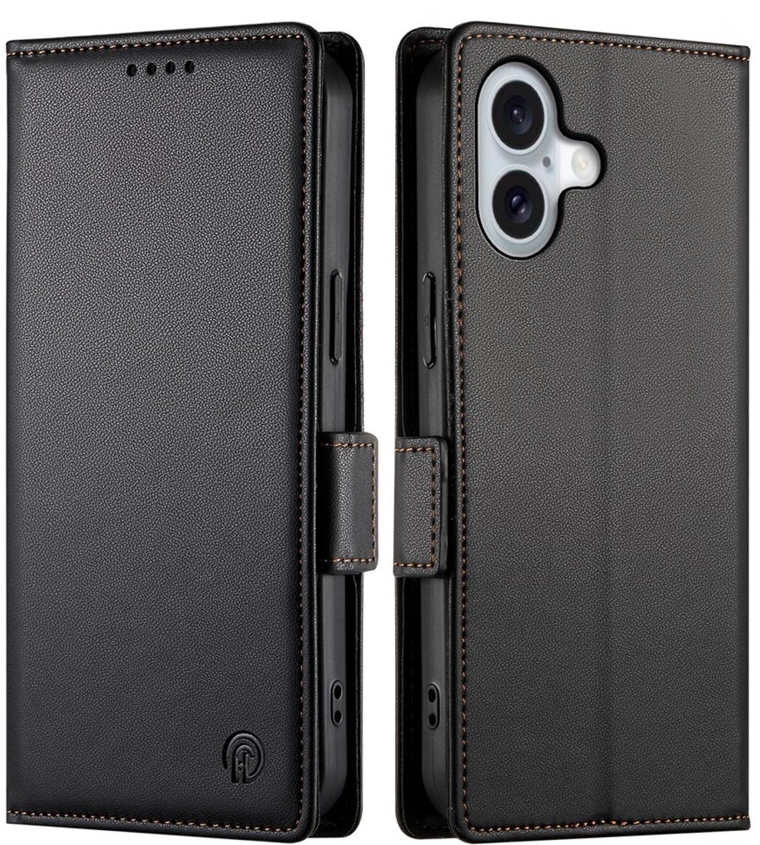 Lunso Geschikt voor iPhone 17 hoesje - PU leren Bookcase met ruimte voor pasjes - Zwart
