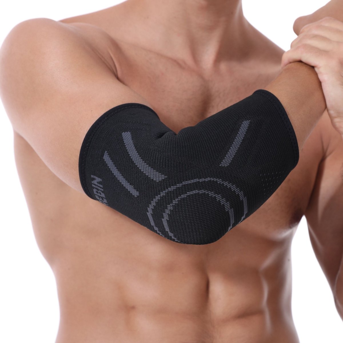 Trebin Elleboogbrace - Elleboog Sleeve - Compressie - Unisex - Zwart/Grijs - Maat XL