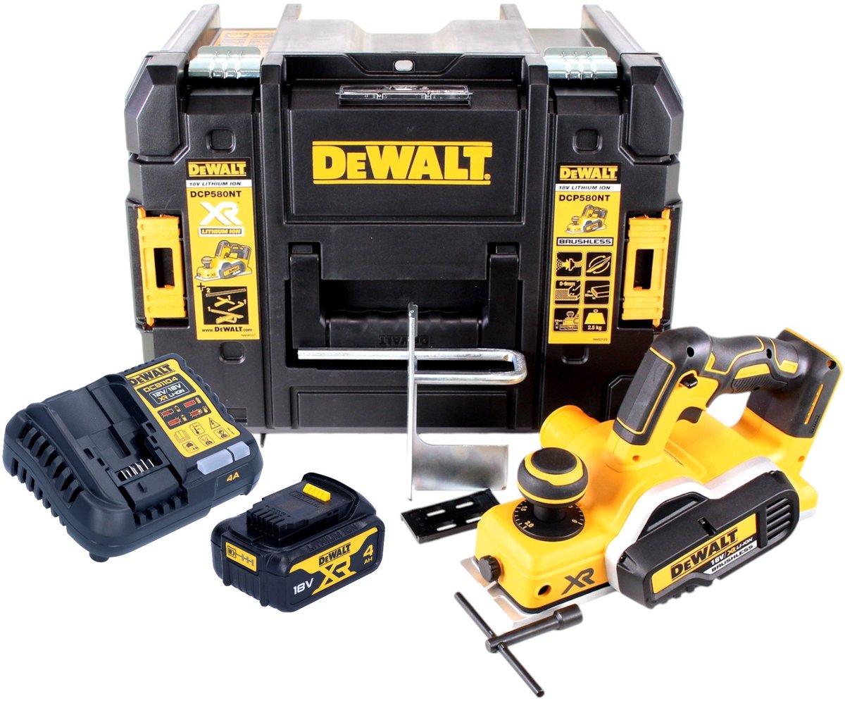 DeWalt DCP 580 M1 accuschaafmachine 18V 82mm + 1x accu 4.0Ah + lader + TSTAK