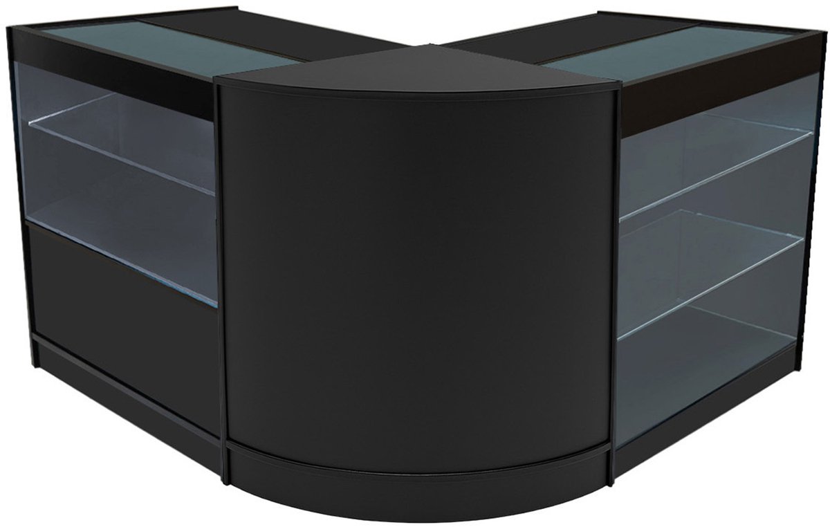 Hera led winkeltoonbank set - zwart - 90x60/60x60 cm - 3-delig