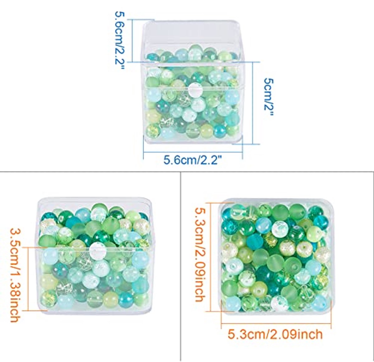 Grote Vierkante Hoge Plastic Kraal Opbergcontainers - 10 Stuks - Transparant en Compact