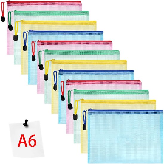 30 stuks A6 mappen, 6 gaten, kunststof, transparant, waterdicht, mappen, transparant, budgetbinder, A6, budgetmap voor documenten, fotokaarten