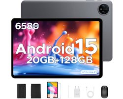 DOOGEE Tab A9 Pro - Android 15 - Tablet met toetsenbord - 10 inth HD 4GB RAM + 128GB ROM (2TB TF) - 6580mAh - Face ID - 5G WiFi - Bluetooth 5.0 - Grijs