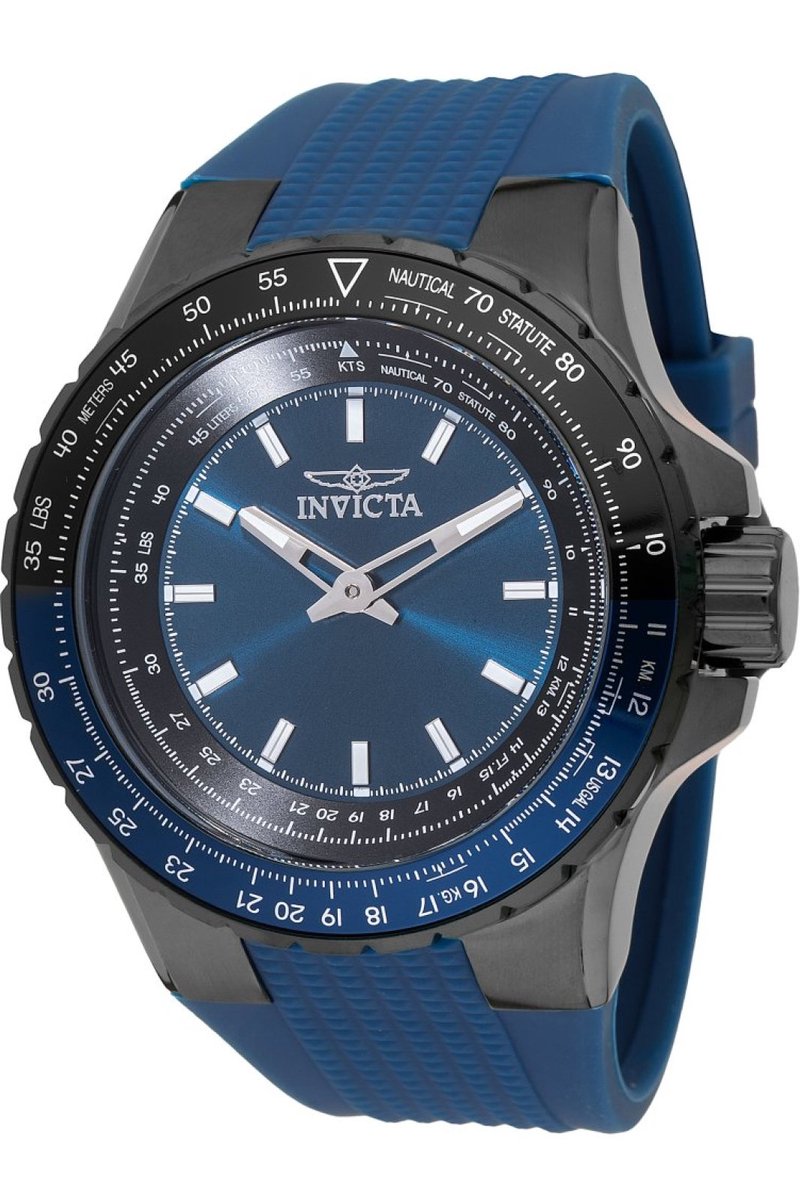 Invicta Aviator 49653 Heren Horloge - Waterdicht - Analoog - Quartz Uurwerk - Roestvrij Staal met blauwe Wijzerplaat - 50mm