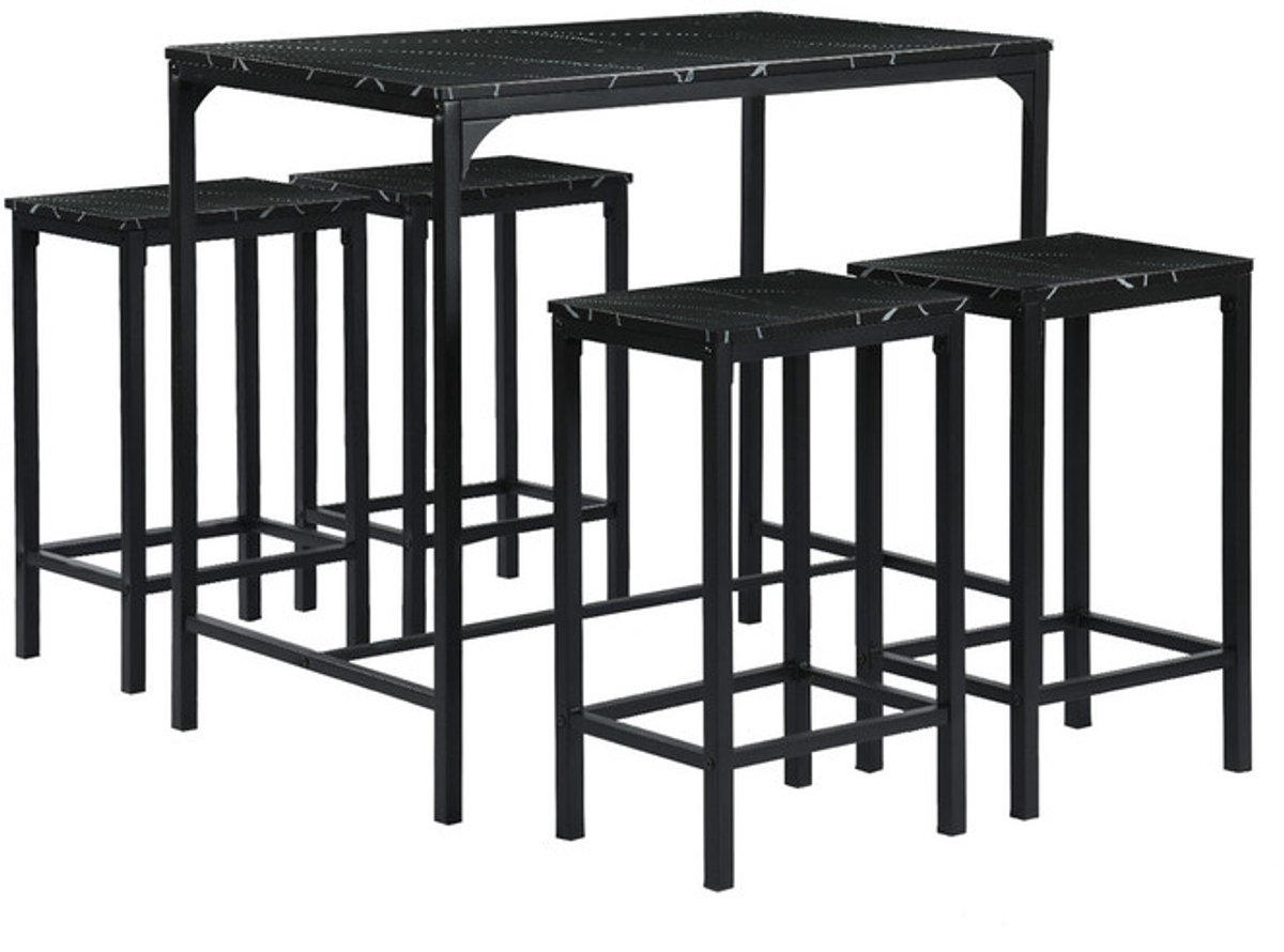 EGGREE Eettafel en stoelenset - bartafel met 4 stoelen - keuken - woonkamer - bar - stalen