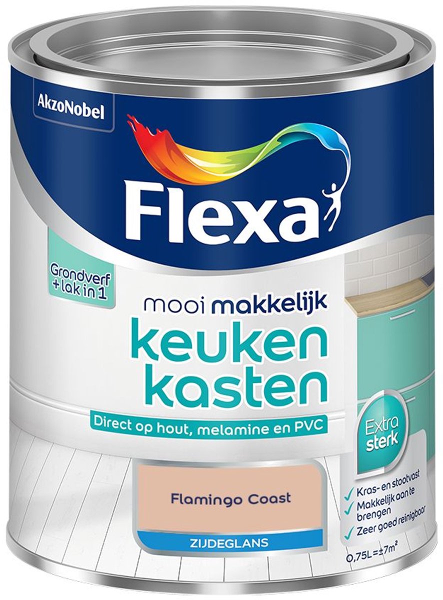 Flexa - Mooi Makkelijk Keukenkasten Zijdeglans - Flamingo Coast - Mengverf - 0.75 L