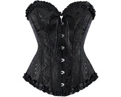 Gotisch Dameskorset met Beha - Vintage Bustier in Zwart/Rood - M