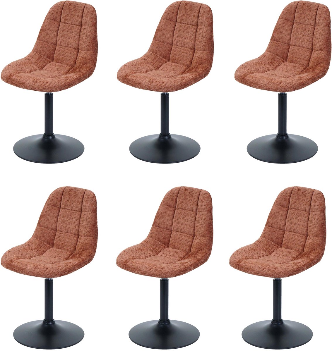 MCW Set van 6 eetkamerstoelen MCW-A60, keukenstoel, draaistoel, staal, MVG-stof/textiel, chenille (465 g/m²) ~ terracotta