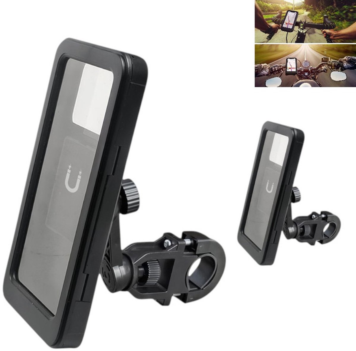 2 stuks - Fietstelefoonhouder - 4-6,7 inch - Waterdicht - Telefoonhouder - Waterdichte stuurtelefoonhouder - Zwart - Touchscreenhouder