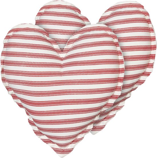 RUBIA - Sierkussen lot de 2 - Wit/ Rouge - 45 x 45 cm - Katoen