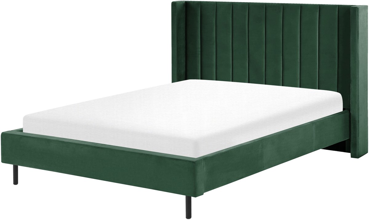 VILLETTE - Tweepersoonsbed - Donkergroen - 140 x 200 cm - Fluweel