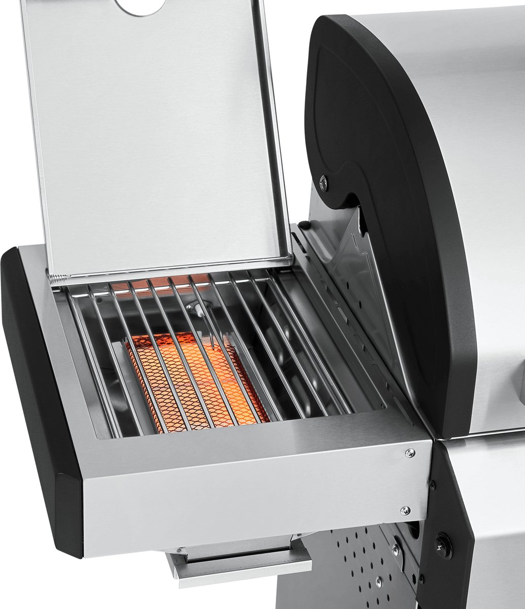 BURNHARD® 2 Branders gasbarbecue FRED Jr. Deluxe Series 3 incl. 900°C keramische infraroodbrander, gietijzeren grillrooster + inklapbare zijtafels thumbnail 6