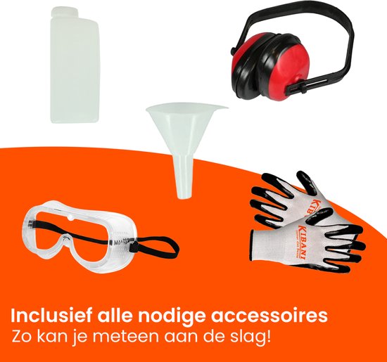 Kibani Benzine Bladblazer 42.7 cc / 1.7 pk incl. Accessoires - Luchtsnelheid 252 km/h - 1250W - Ruggedrager - Bladblazers - Gehoorbescherming - Werkhandschoenen - Veiligheidsbril van Merkloos	 — afbeelding 5