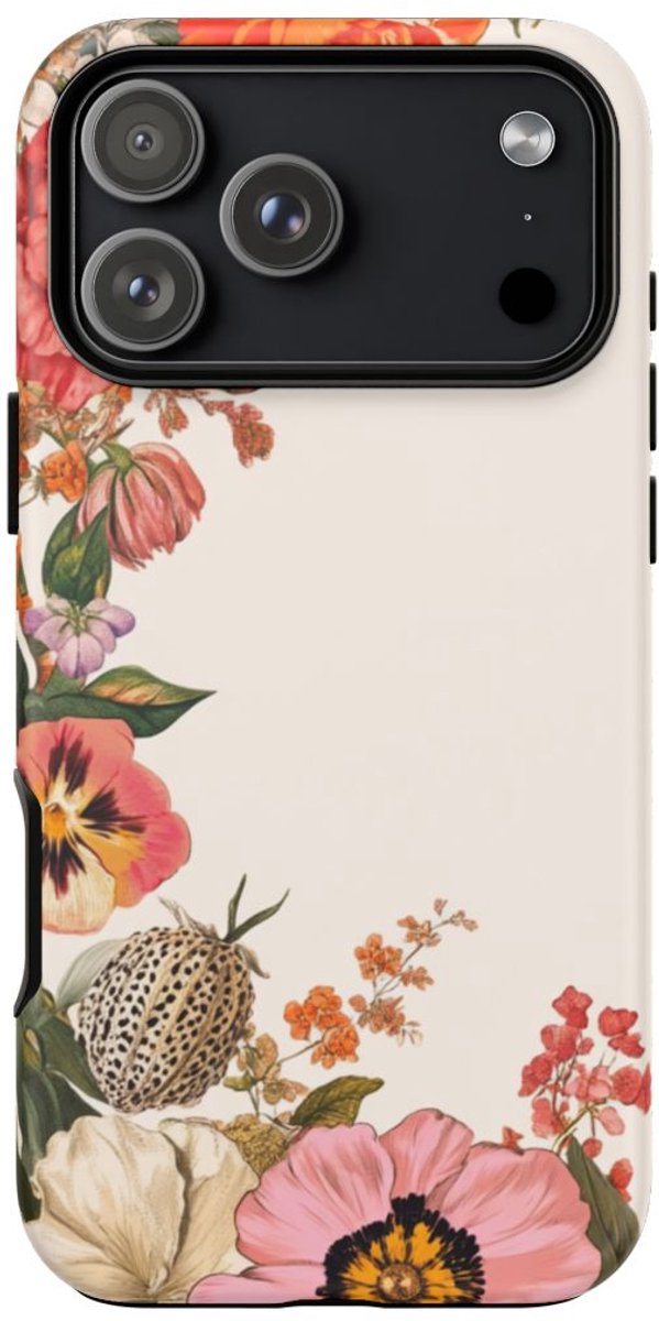 Vintage Botanische Bloemenrand – Telefoonhoesje Geschikt voor iPhone 17 Pro Max