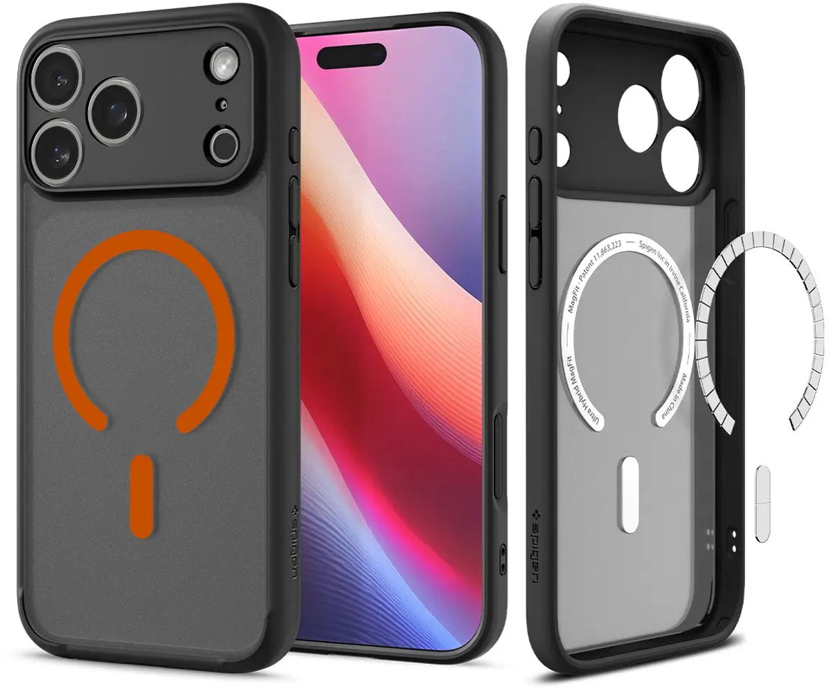 Spigen Ultra Hybrid Magsafe, Matzwart Oranje - Iphone 17 Pro Max