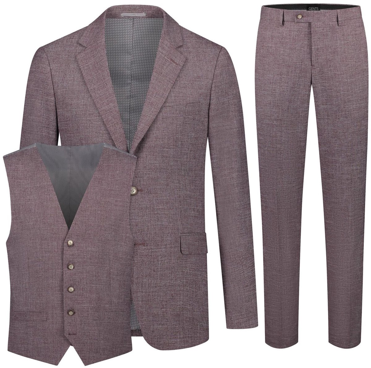 GENTS - Pak 3-D linnenlook rozijn rood - Polyester - Rood - Maat XL (106)