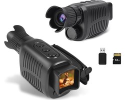Gloovon® - Nachtkijker - 2.5K & 10MP - Nachtkijker met Infrarood - 10 x Zoom - Night Vision - inclusief 64GB Micro-SD-kaart - Zwart