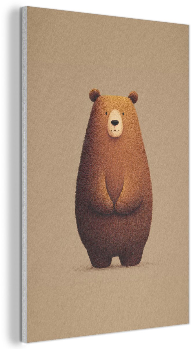 Akoestisch wandpaneel 60x90 cm - Vilt schilderij Beer - Minimalistisch - Bruin - Akoestische panelen - Geluidsdempende wanddecoratie - Geluidsisolatie woonkamer - Muurdecoratie geluidspanelen