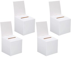 4-delige Stem- en Lotterij Box - Cardboard Dispenser Box - 15x15x15 cm - Lichtgewicht en Vouwbaar