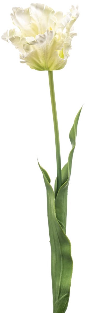 Emerald Kunstbloem Tulp Parrot 68cm Wit/groen - Kunstplant voor binnen