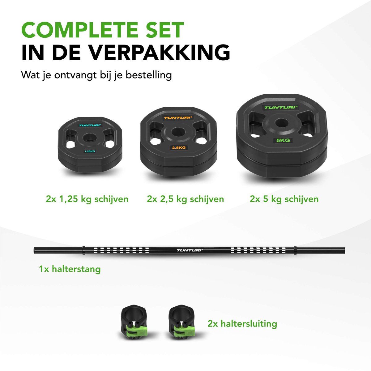 Tunturi Aerobic Pump Gewichtenset 20kg - Halterset van rubber - Incl. halterstang met 6 schijven - Barbell set - Incl. gratis fitnessapp thumbnail 8