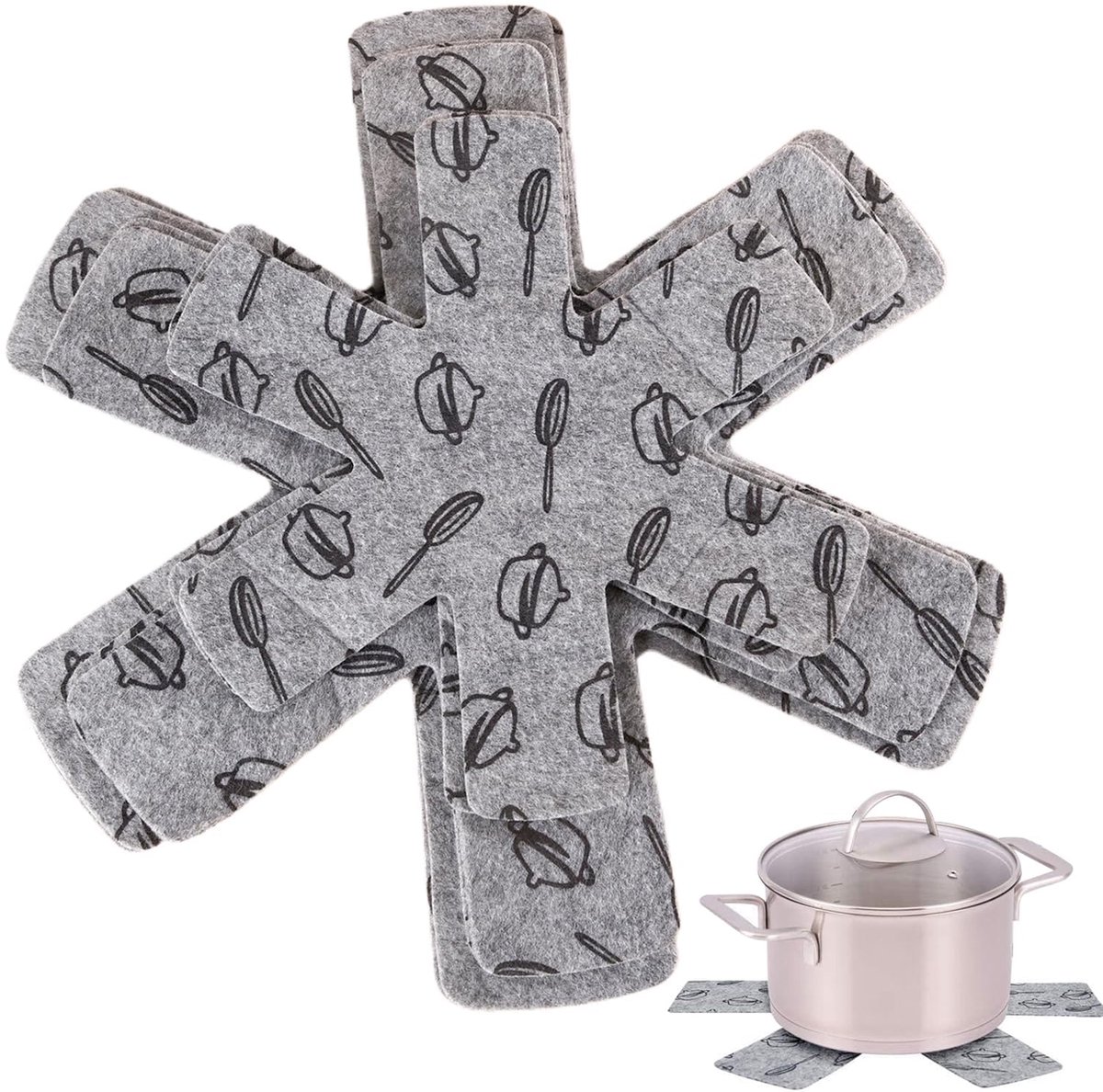 Pannenbeschermers set - 6 stuks - universele pasvorm - vliesmateriaal