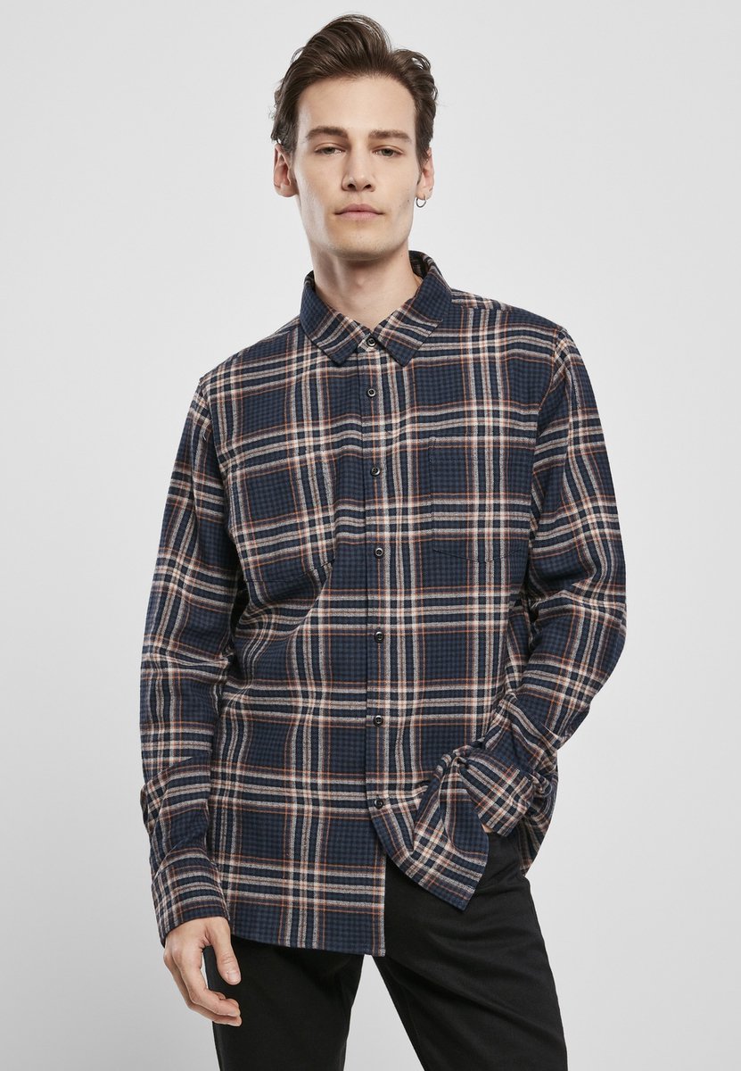 Urban Classics Checked Campus Overhemd L Blauw
