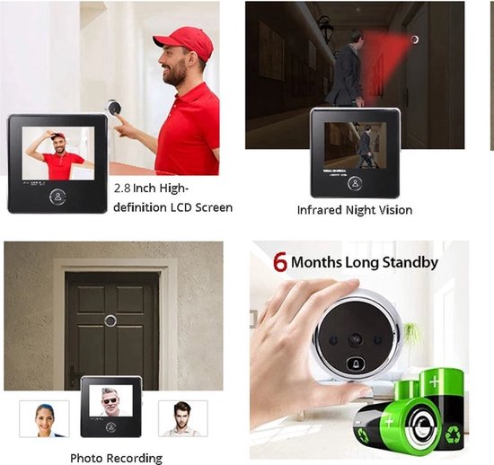 QPFO® Digitale Deurspion met Camera - Deurcamera met Foto-opname en Nachtzicht - Lange Batterijduur — afbeelding 4