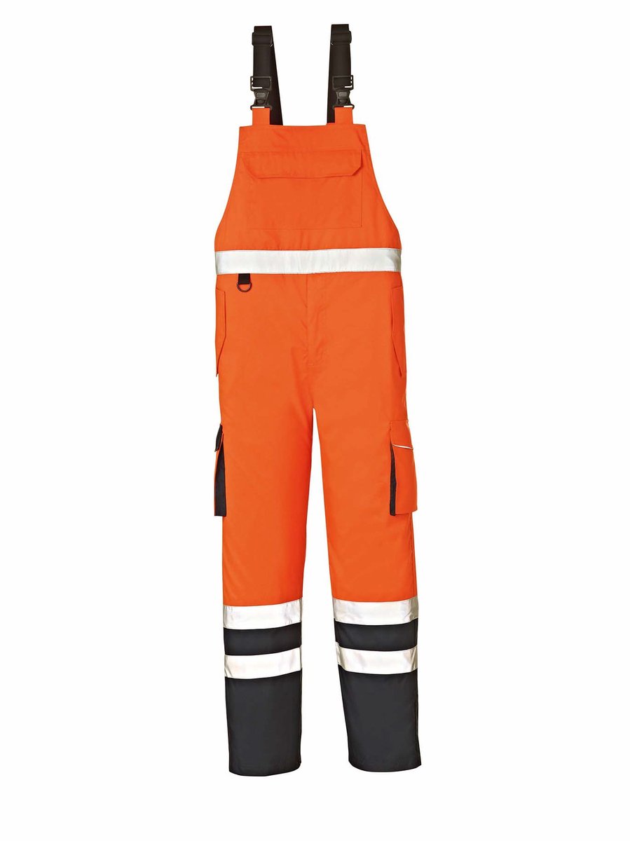 4PROTECT Warn-Wetterschutz-Latzhose Chicago Leuchtorange/Navy-2XL