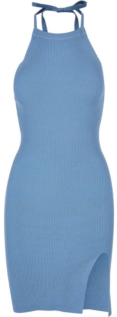 Urban Classics Rib Knit Neckholder Korte jurk L Blauw