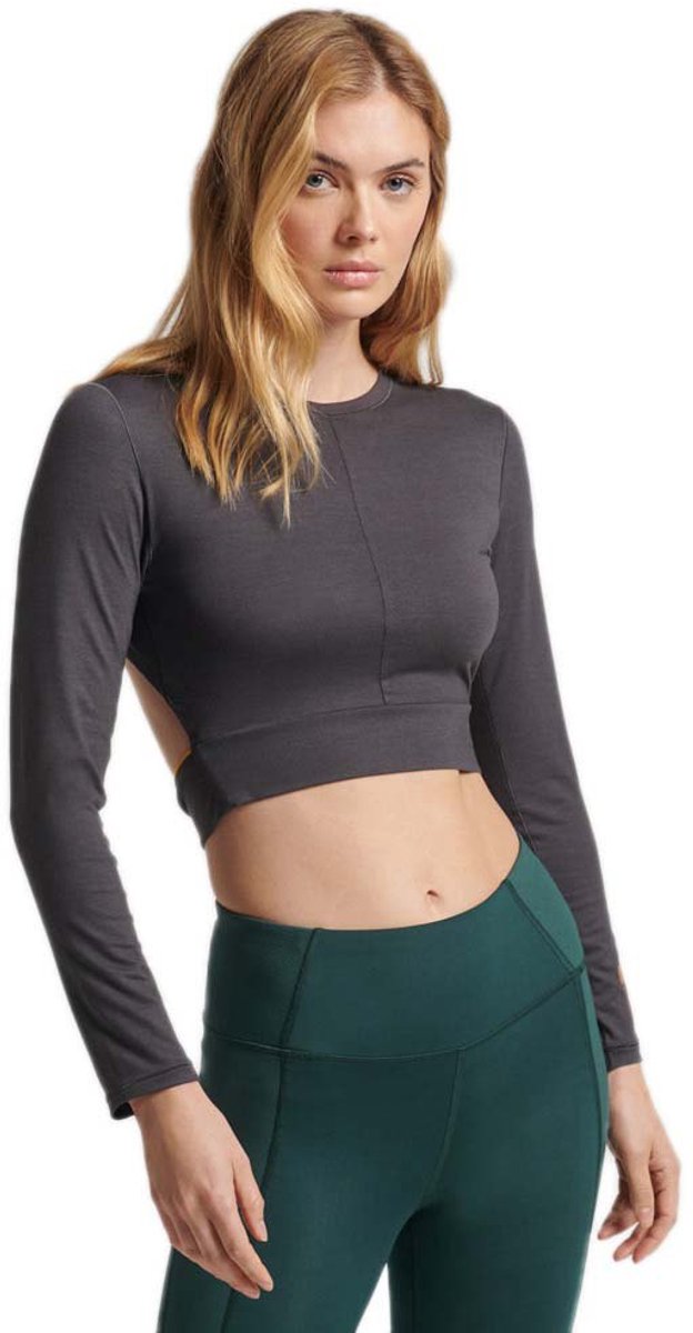 Superdry Flex Wrap T-shirt Met Lange Mouwen M Vrouw Dark Charcoal