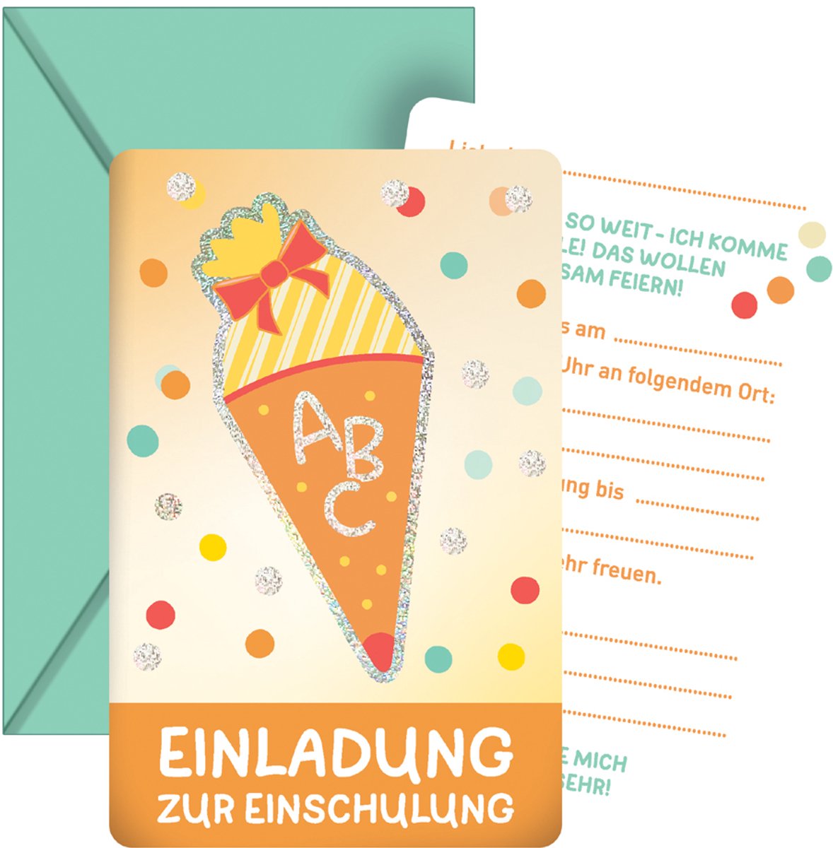 Glitterkaarten voor het begin van de schooltijd