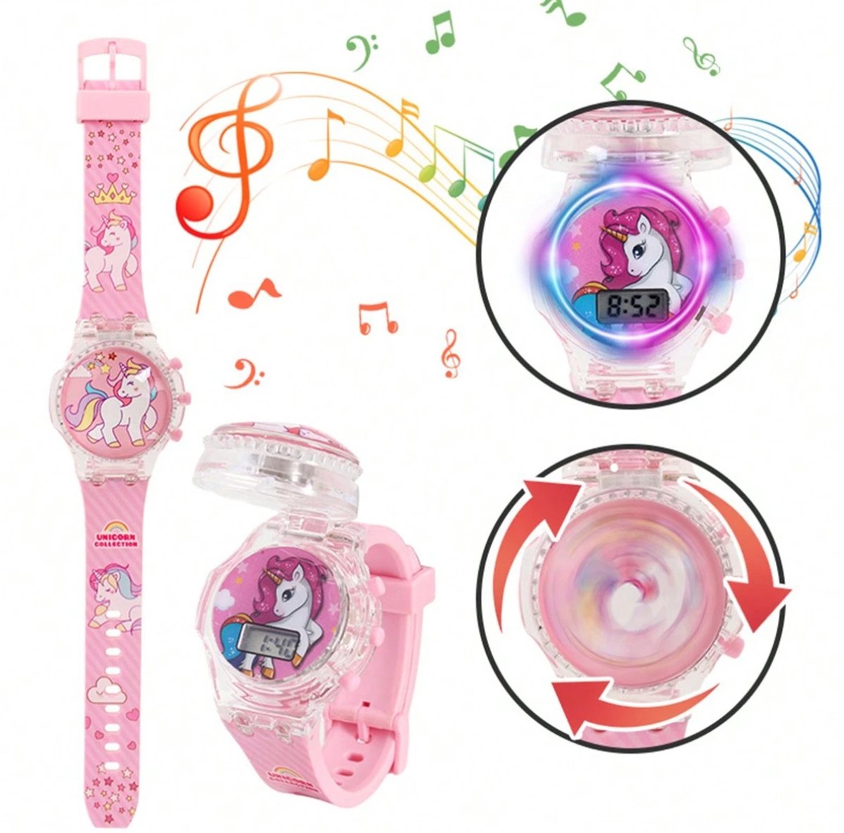 Horloge unicorn met licht en geluid