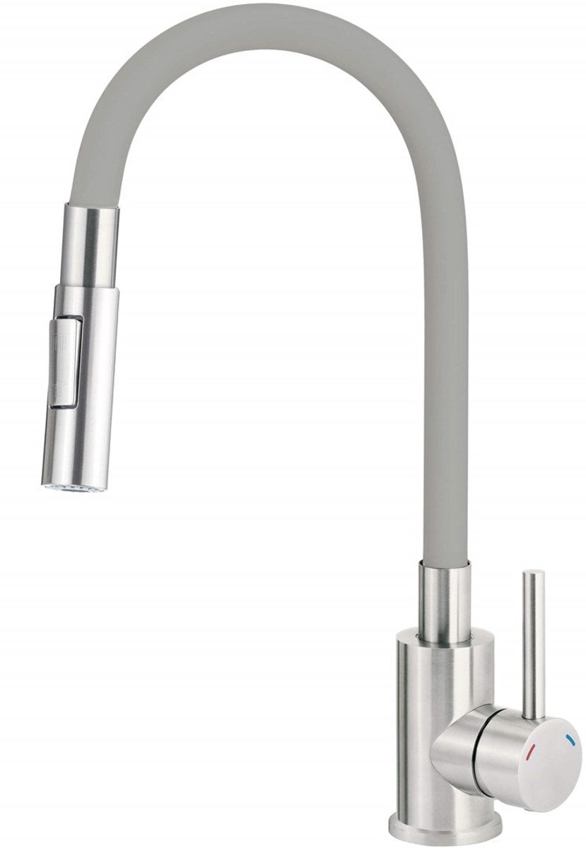 Kitchen faucet with bent spout - 2 types of spray