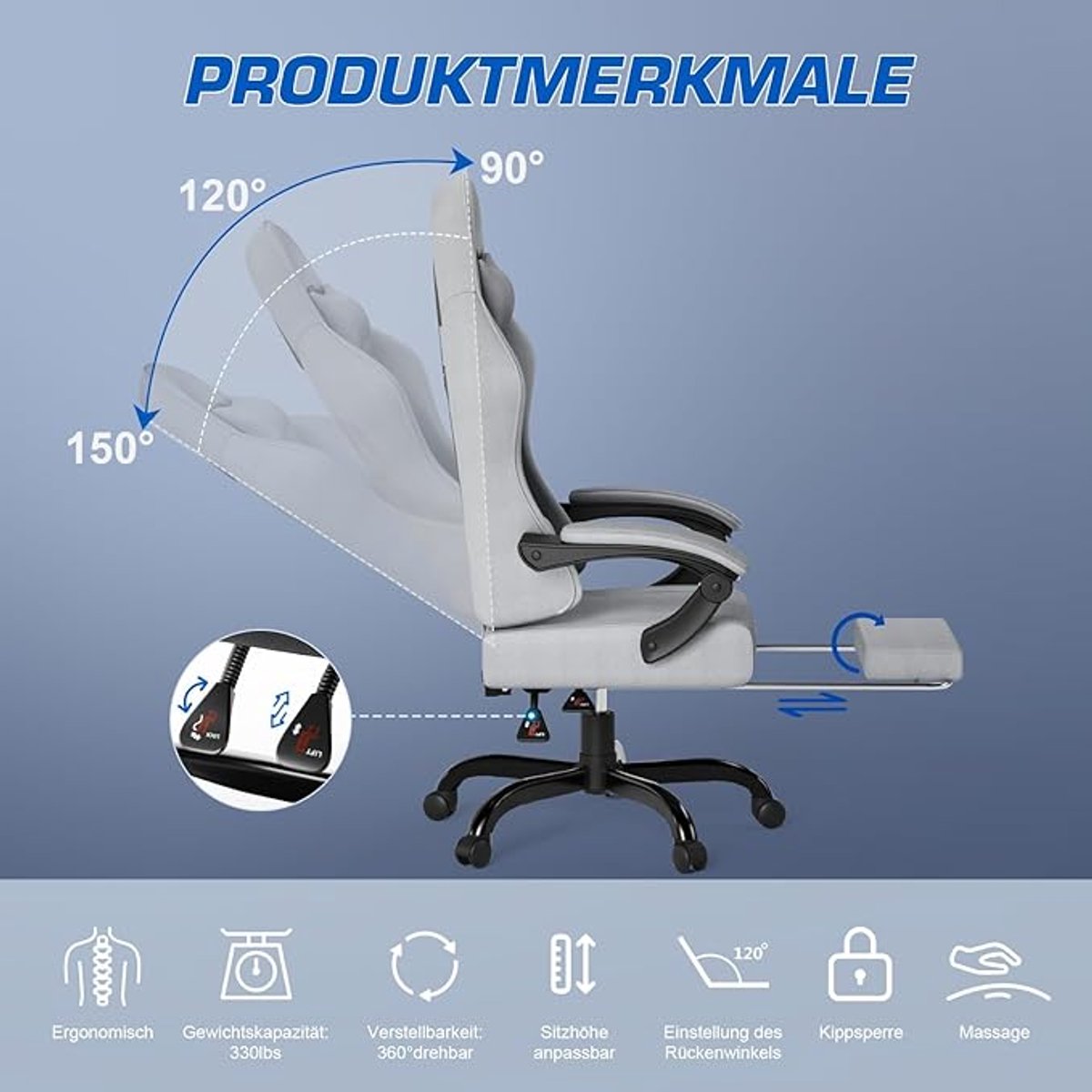 ErgoMaster Pro Gaming & Office Chair - Ergonomic Fabric