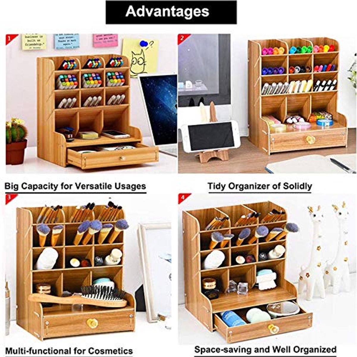 Multifunctionele bureau-organizer met laden voor kantoorbenodigdheden