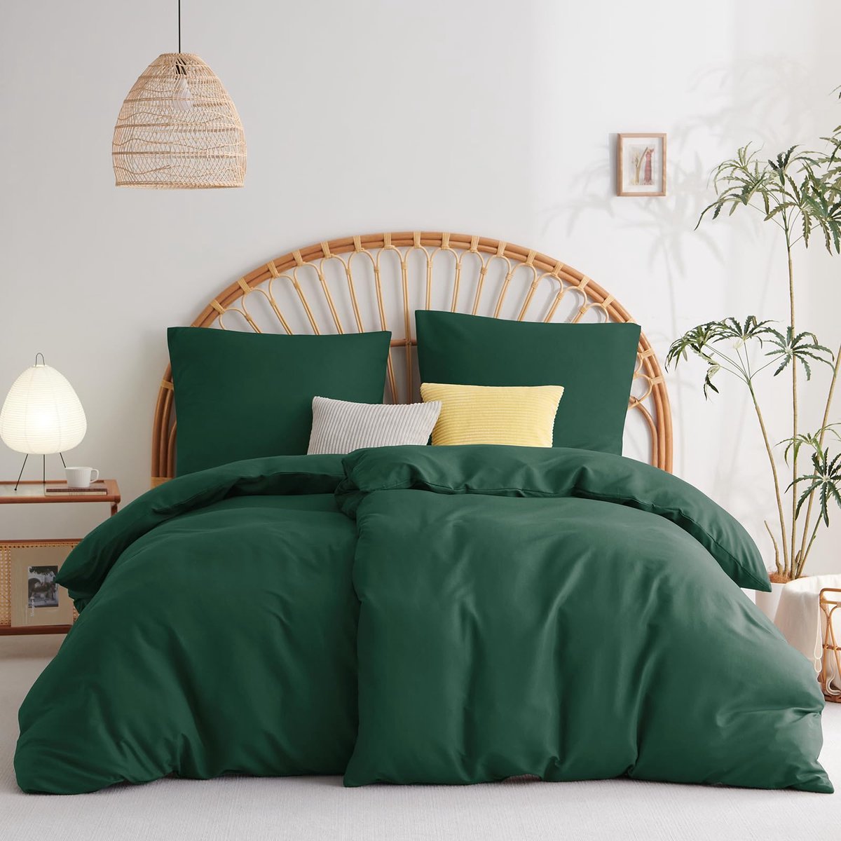 Ibenzoa Zachte en Ademende Microvezel Beddengoedset voor Comfortabel Slapen smaragdgroen