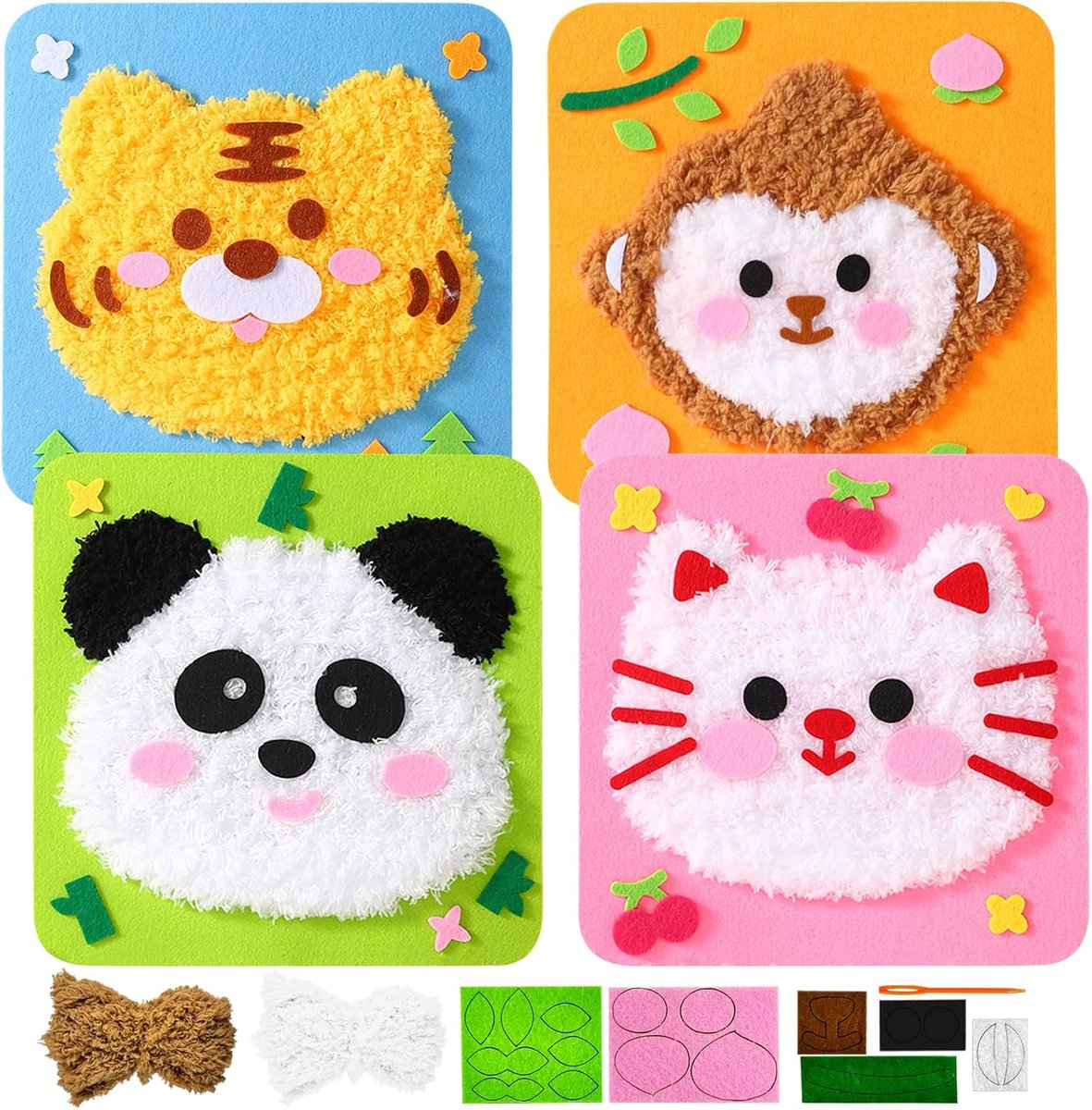 QUOKKA Knutselen Voor Kinderen Leeftijd 4-8 - Diy-Naaiset Voor Beginners - 12 Bosdieren Naaiset Basis - Leuke Knutselactiviteiten Voor Kinderen Van 6-8 Jaar - Meisjes En Jongens - Plastic Naalden