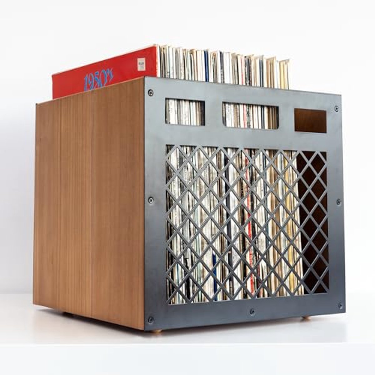 Vinyl Record Storage Box | Stylish LP Organizer | Stackable Plate Stand