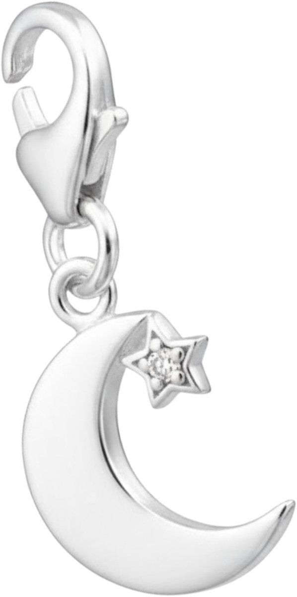 MAXTE 925 Zilveren Maan Clip-on Bedel met Zirkonia - Charm voor Pandora-stijl Armbanden - Sterling Zilver
