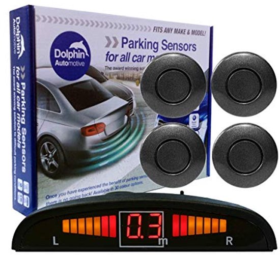 SQUADO Kit De Capteurs De Stationnement 4 Ultrasons + Écran LED - Gris - Système D'Aide Au Recul Auto Reverse