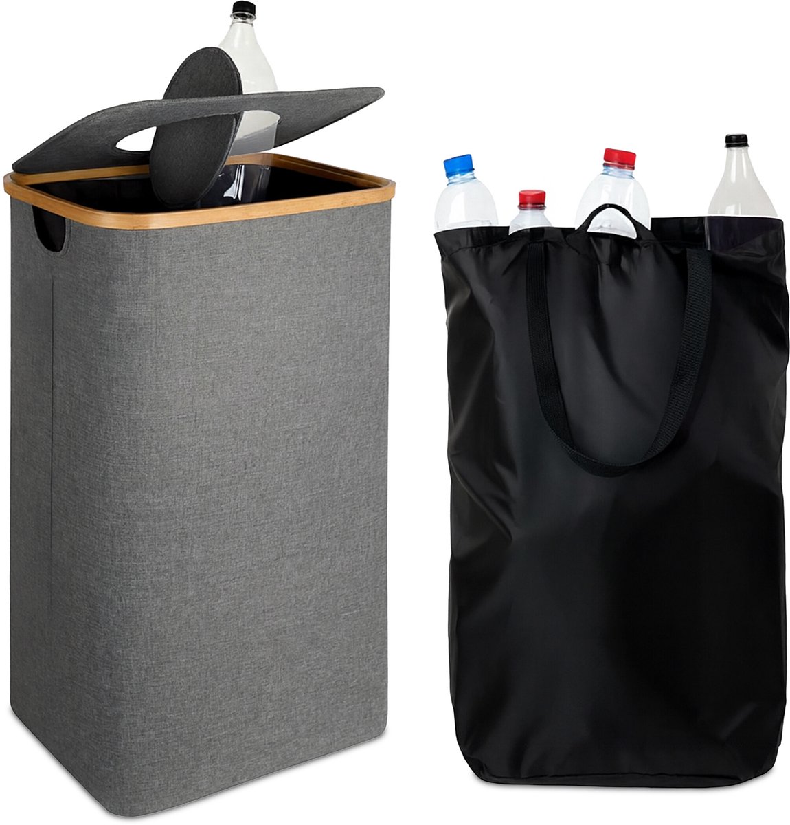 Statiegeld prullenbak - 100 l - afwasbare tas - grijs