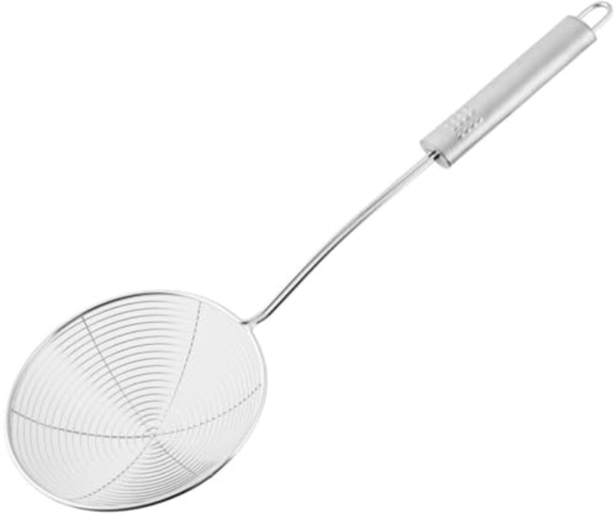 RVS Abseihlöffel 38 cm met Antislipgreep - Schuimspaan voor Koken en Frituren