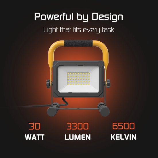Ledvion - Lampe de chantier LED - 30 W - 6 500 K - 3 300 L - IP65