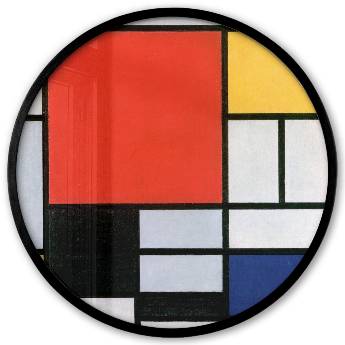 FrameYourWall Poster in lijst Rond - Fotolijst 40x40 cm - Posters - Kunst - Mondriaan - Oude meesters - Compositie 2 - Ronde posterlijst zwart - Decoratie - Wanddecoratie woonkamer - Muurdecoratie slaapkamer Mondriaan - Compositie 2