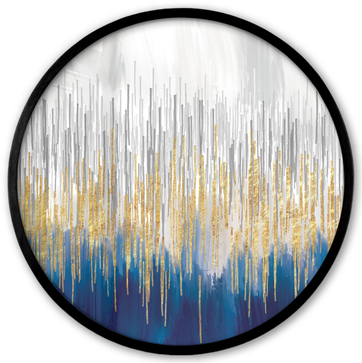 FrameYourWall Poster in lijst Rond - Fotolijst 40x40 cm - Posters - Abstract - Schilderij - Olieverf - Ronde posterlijst zwart - Decoratie - Wanddecoratie woonkamer - Muurdecoratie slaapkamer Multicolor