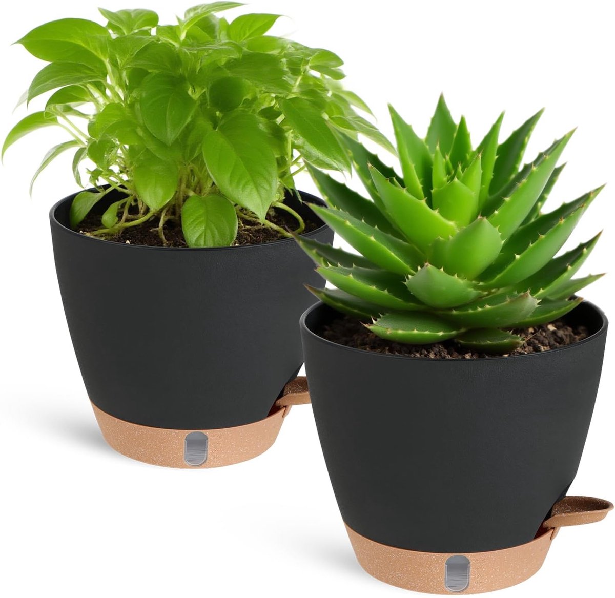 Zelfbewateringspot Set van 2 - Plantenpot met Kijkvenster en Waterreservoir voor Binnen en Buiten